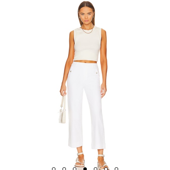 SPANX Pants - Spanx Twill Crop Wide Leg High Rise Pants White Small